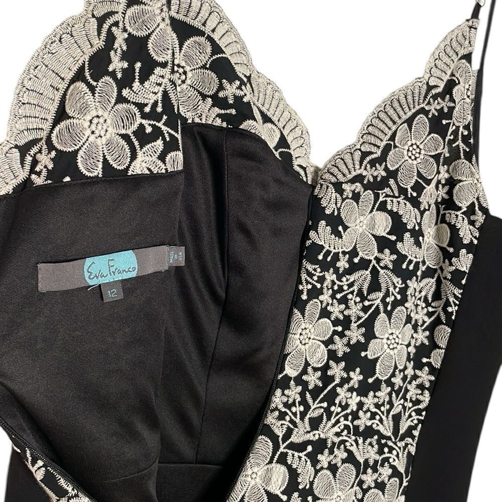 EUC Eva Franco at Anthropologie Black & Off-White Floral Embroidery Dress - Picture 8 of 8